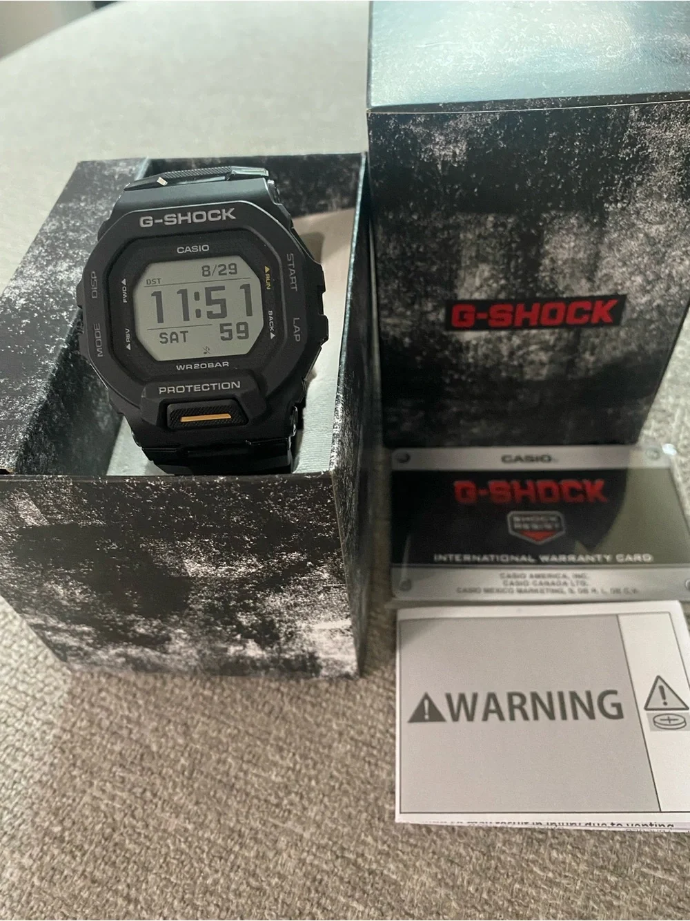 G-Shock Black Digital Rugged Sport Watch with Gray Dial Accents Bluetooth